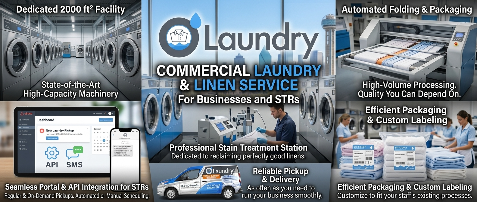 Commercial laundry service for hotels restaurants and businesses in Dallas-Fort Worth